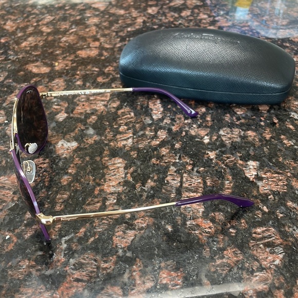 Ferragamo Purple and Gold Aviator Sunglasses - Picture 5 of 8